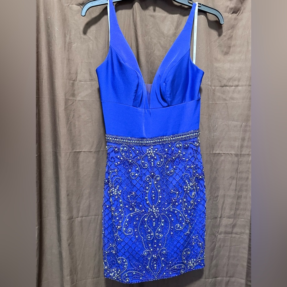 Vienna Prom Royal Blue Embellished Mini Dress